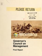 Cover of: Governor's Council on Management by Governor's Council on Management, Inc
