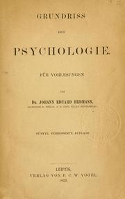 Cover of: Grundriss der Psychologie by Johann Eduard Erdmann