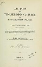 Cover of: Grundriss der vergleichenden Grammatik der indogermanischen Sprachen by Karl Brugmann, Karl Brugmann