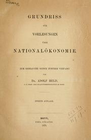 Cover of: Grundriss für Vorlesungen über Nationalökonomie.