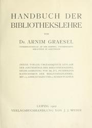 Cover of: Handbuch der Bibliothekslehre by Graesel, Arnim