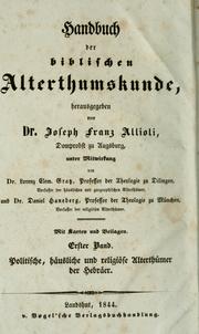 Cover of: Handbuch der biblischen Alterthumskunde