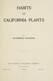 Cover of: Habits of California plants