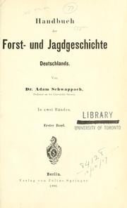 Cover of: Handbuch der Forst- und Jagdgeschichte Deutschlands.