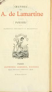 Cover of: Harmonies poétiques et religieuses. by Alphonse de Lamartine