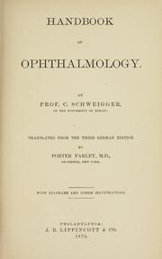 Cover of: Handbook of ophthalmology | C. Schweigger