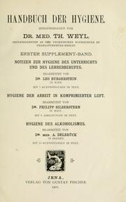 Cover of: Handbuch der Hygiene.: Supplement.
