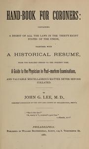 Cover of: Hand-book for coroners by Lee, John G. M.D.