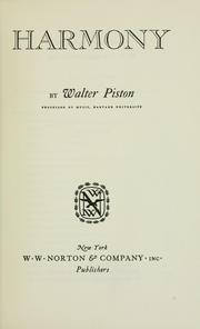 Cover of: Harmony by Walter Piston