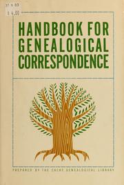 Cover of: Handbook for genealogical correspondence