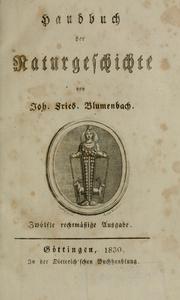 Cover of: Handbuch der Naturgeschichte. by Johann Friedrich Blumenbach