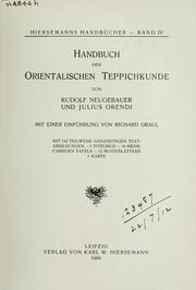Cover of: Handbuch der orientalischen Teppichkunde