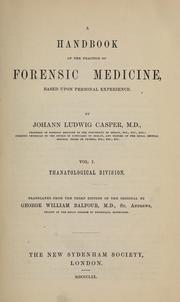 Cover of: handbook of the practice of forensic medicine | Johann Ludwig Casper