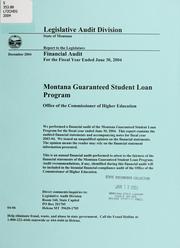 Cover of: Guaranteed Student Loan Program, Commissioner of Higher Education financial audit for the fiscal year ended ... by Montana. Legislature. Legislative Audit Division.