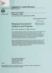 Cover of: Guaranteed Student Loan Program, Commissioner of Higher Education financial audit for the fiscal year ended ... by Montana. Legislature. Legislative Audit Division.