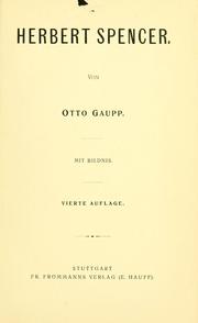 Cover of: Herbert Spencer by Otto Gaupp