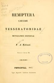 Cover of: Hemiptera Caucasi Tesseratomidae by Friedrich A. Kolenati