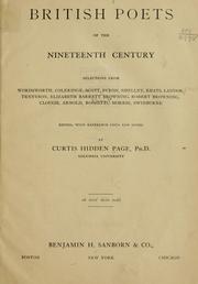 Cover of: British poets of the nineteenth century by Curtis Hidden Page, Curtis Hidden Page