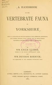 Cover of: A Handbook of the Vertebrate Fauna of Yorkshire: Being a Catalogue of British Mammals, Birds ...