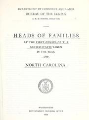 Cover of: Heads of families at the first census of the United States taken in the year 1790 by United States. Bureau of the Census