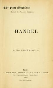 Cover of: Handel by Marshall, Julian Mrs.