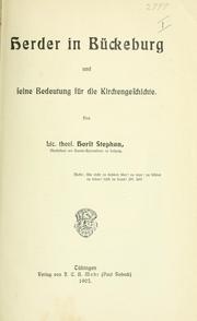 Cover of: Herder in Bückeburg und seine Bedeutung für die Kirchengeschichte by Horst Stephan