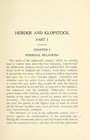 Cover of: Herder and Klopstock: a comparative study