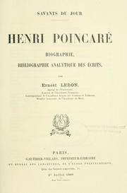 Cover of: Henri Poincaré: biographie, bibliographie analytique des écrits.
