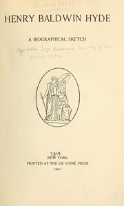 Cover of: Henry Baldwin Hyde by Equitable Life Assurance Society of the United States., Equitable Life Assurance Society of the United States.