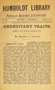 Cover of: Hereditary traits, and other essays by Richard A. Proctor