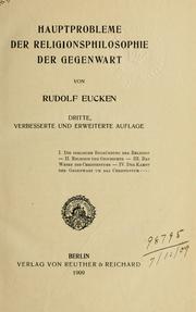 Cover of: Hauptprobleme der Religionsphilosophie der Gegenwart.