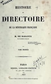 Histoire du directoire de la République française by Prosper de Barante