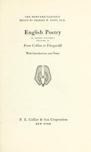 Cover of: The Harvard classics: Volume 41 - English Poetry from Collins to Fitzgerald