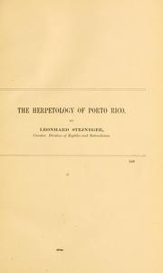 Cover of: Herpetology of Porto Rico