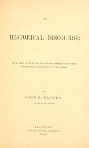 An historical discourse by John C. Backus
