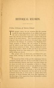 Cover of: Historical records of Staten Island