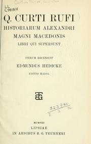 Cover of: Historiae Alexandri Magni Macedonis: libri qui supersunt