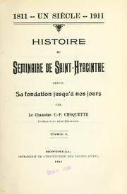 Cover of: Histoire du Séminaire de Saint-Hyacinthe by Charles Philippe Choquette