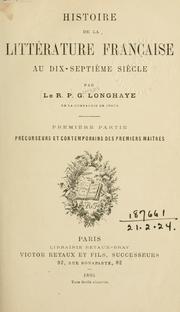 Cover of: Histoire de la littérature française au dix-septième siècle. by G. Longhaye