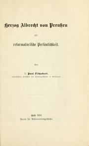 Cover of: Herzog Albrecht von Preussen als reformatorische Persönlichkeit.