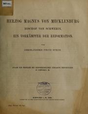 Cover of: Herzog Magnus von Mecklenburg: ein vorkampfer der Reformation