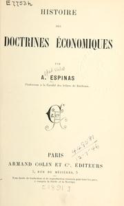 Cover of: Histoire des doctrines économiques. by Alfred Victor Espinas