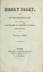 Cover of: Henry Percy, comte de Northumberland (XVIe siècle) by Craon princesse de