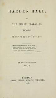 Cover of: Harden Hall, or, The three proposals: a novel