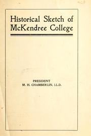 Historical sketch of McKendree College by McKendree Hypes Chamberlin