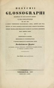 Cover of: Hesychii Glossographi by Kopitar, Bartholomäus