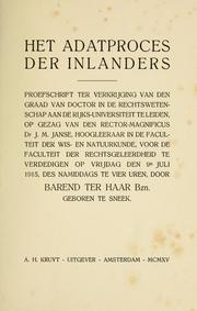 Cover of: Het adatproces der inlanders.