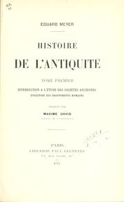 Cover of: Histoire de l'antiquité