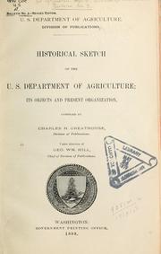 Cover of: Historical sketch of the U.S. Department of Agriculture | Charles Howard Greathouse