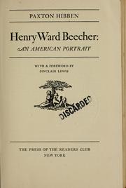 Cover of: Henry Ward Beecher by Paxton Hibben